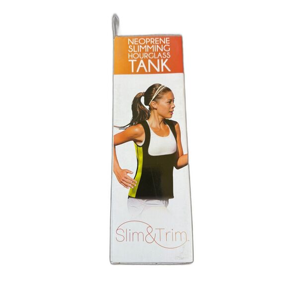 WOMENS NEOPRENE SLIMMING TONING HOURGLASS ANTIBACTERIAL TANK BLACK/LIME SMALL - Picture 3 of 4